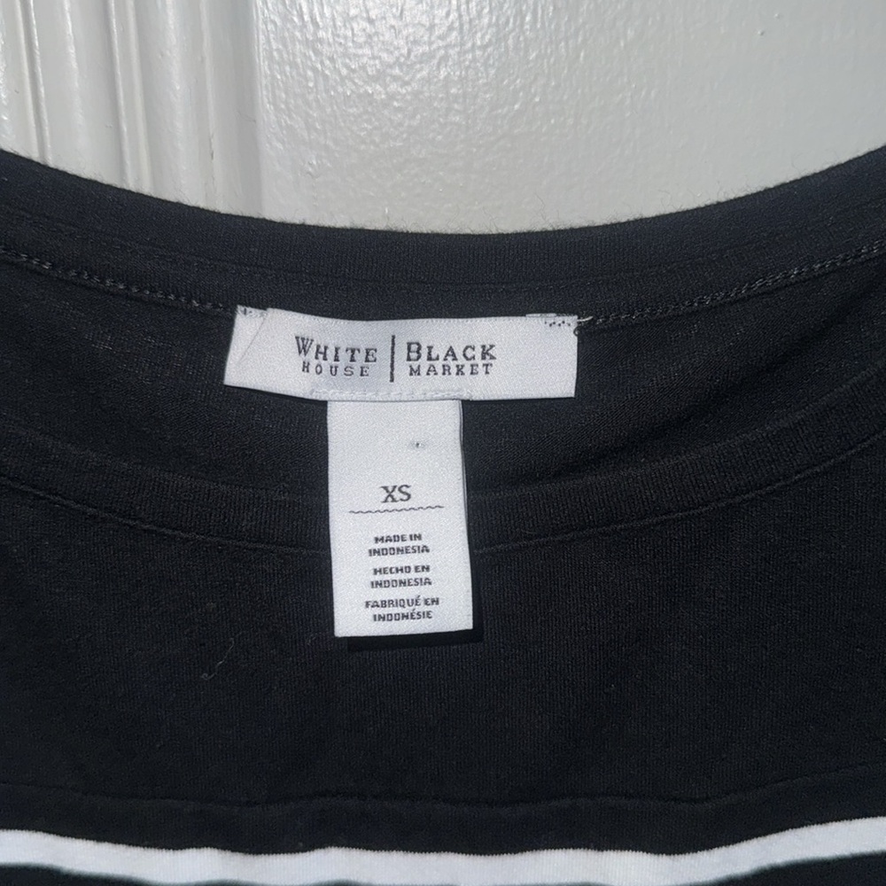 Black & White Striped White House Black Market Dress with Drawstring Waist XS - Picture 5 of 6